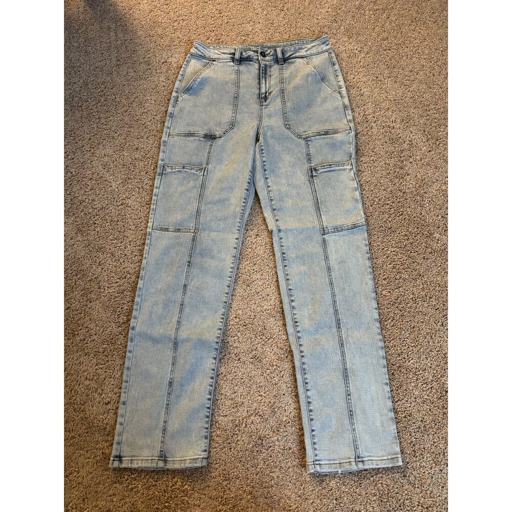 INC International Concepts Jeans Womens 10 Straight Utility Cargo Urban Stretch